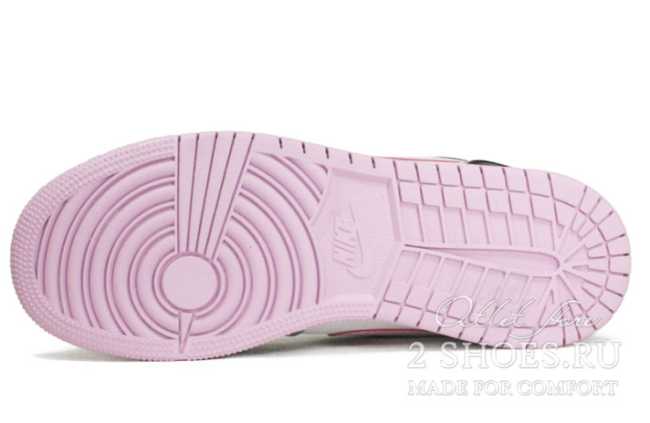 Кроссовки Nike Air Jordan 1 Mid White Black Light Arctic Pink 555112-103 белые, черные, кожаные, фото 4