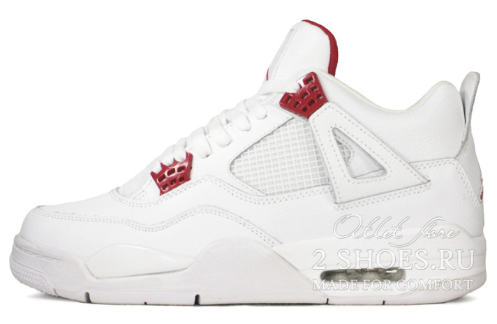 Кроссовки Nike Air Jordan 4 (IV) White Metallic Red CT8527-112 белые, кожаные, фото 1