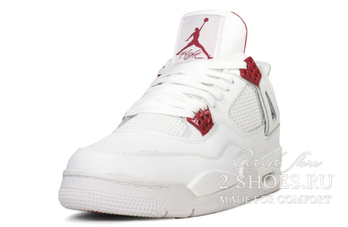 Кроссовки Nike Air Jordan 4 (IV) White Metallic Red CT8527-112 белые, кожаные, фото 1