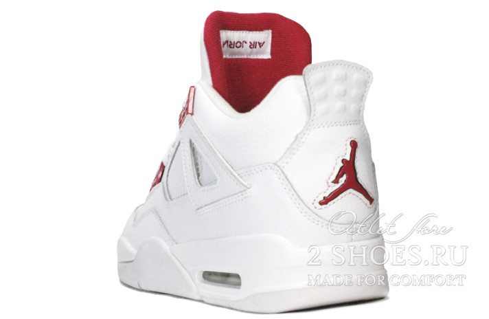 Кроссовки Nike Air Jordan 4 (IV) White Metallic Red CT8527-112 белые, кожаные, фото 2