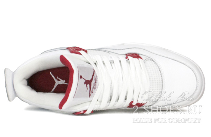 Кроссовки Nike Air Jordan 4 (IV) White Metallic Red CT8527-112 белые, кожаные, фото 3