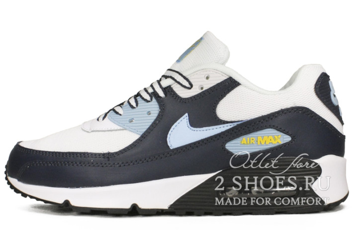 Кроссовки Nike Air Max 90 Dark Blue White  белые, синие, фото 1