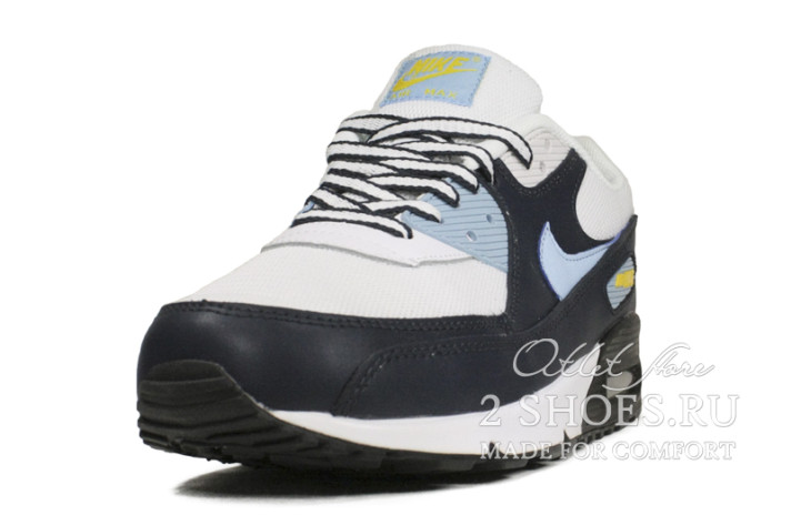 Кроссовки Nike Air Max 90 Dark Blue White  белые, синие, фото 1