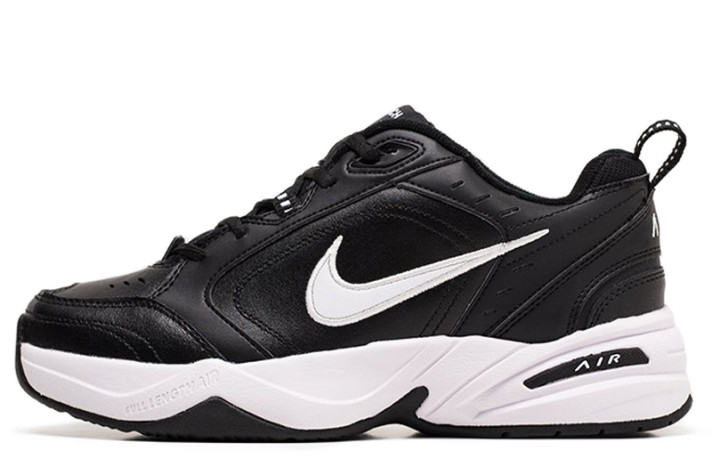 Кроссовки Nike Air Monarch 4 (IV) Black White  черные, кожаные