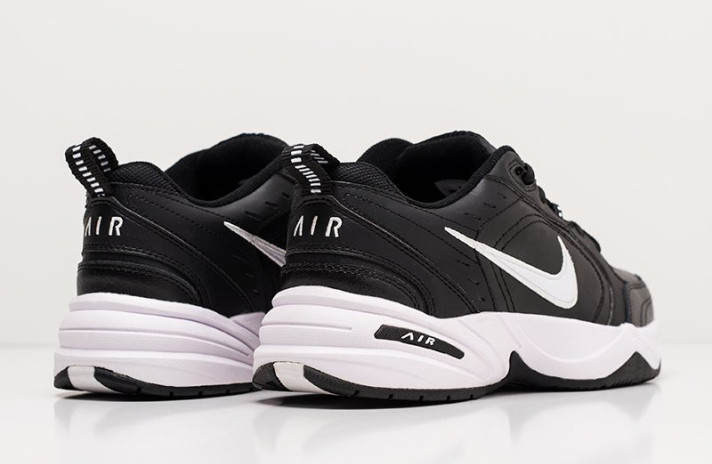 Кроссовки Nike Air Monarch 4 (IV) Black White  черные, кожаные, фото 2