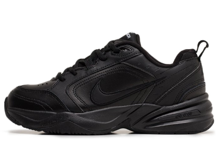 Кроссовки Nike Air Monarch 4 (IV) Triple Black 415445-001 черные, кожаные