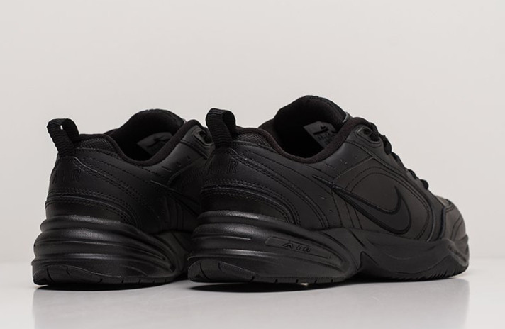Кроссовки Nike Air Monarch 4 (IV) Triple Black 415445-001 черные, кожаные, фото 2