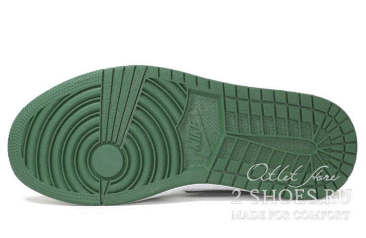 Кроссовки Nike Air Jordan 1 High Pine Green Sail Black 555088-302 черные, зеленые, кожаные, фото 4