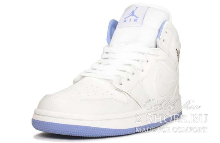 Кроссовки Nike Air Jordan 1 Mid UV White Reactive Swoosh  белые, кожаные, фото 1