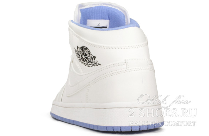 Кроссовки Nike Air Jordan 1 Mid UV White Reactive Swoosh  белые, кожаные, фото 2