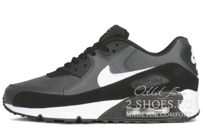 Кроссовки Nike Air Max 90 Dark Grey Black White  темно-серые