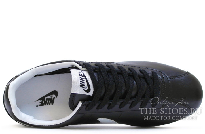 Кроссовки Nike Cortez Leather Black White 819719-012 черные, кожаные, фото 3