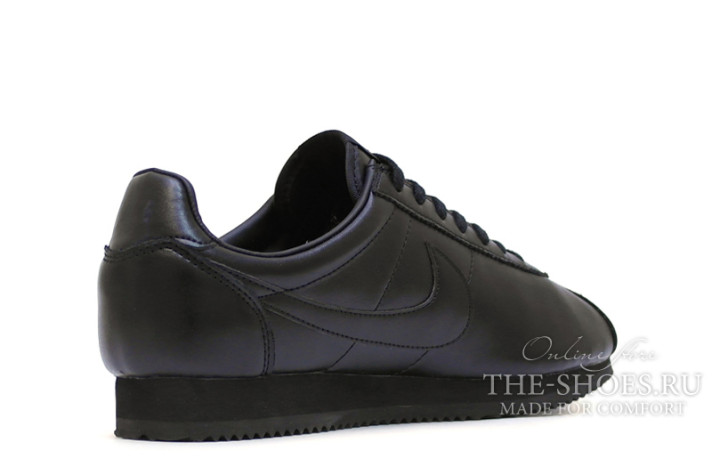 Кроссовки Nike Cortez Leather Full Black Classic 749571-002 черные, кожаные, фото 2