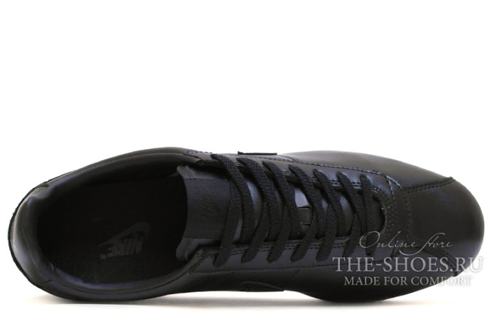 Кроссовки Nike Cortez Leather Full Black Classic 749571-002 черные, кожаные, фото 3