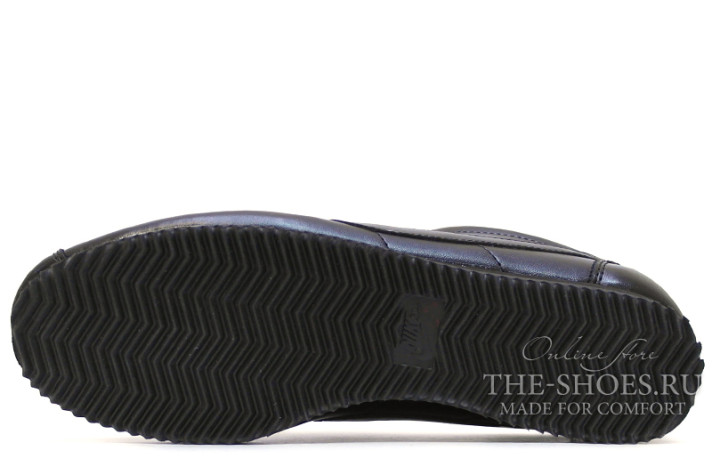 Кроссовки Nike Cortez Leather Full Black Classic 749571-002 черные, кожаные, фото 4