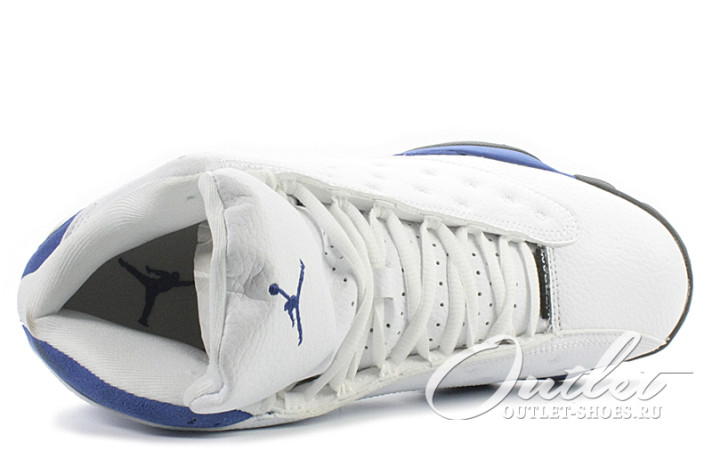 Кроссовки Nike Air Jordan 13 (XIII) White Hyper Royal Black 414571-117 белые, кожаные, фото 3
