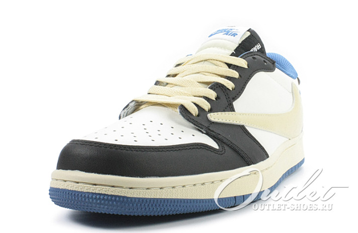 Кроссовки Nike Air Jordan 1 Low Travis Scott Fragment DM7866-140 белые, черные, фото 1
