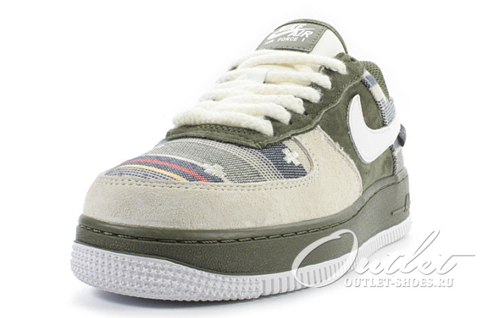Кроссовки Nike Air Force 1 Low Pendleton Grey Green  серые, фото 1