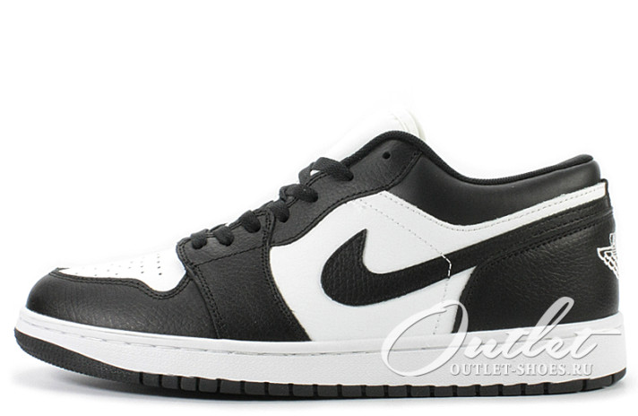 Кроссовки Nike Air Jordan 1 Low Black White  белые, черные, кожаные