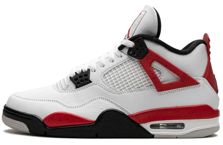 Кроссовки Nike Air Jordan 4 (IV) Retro White Red Cement DH6927-161 белые, кожаные
