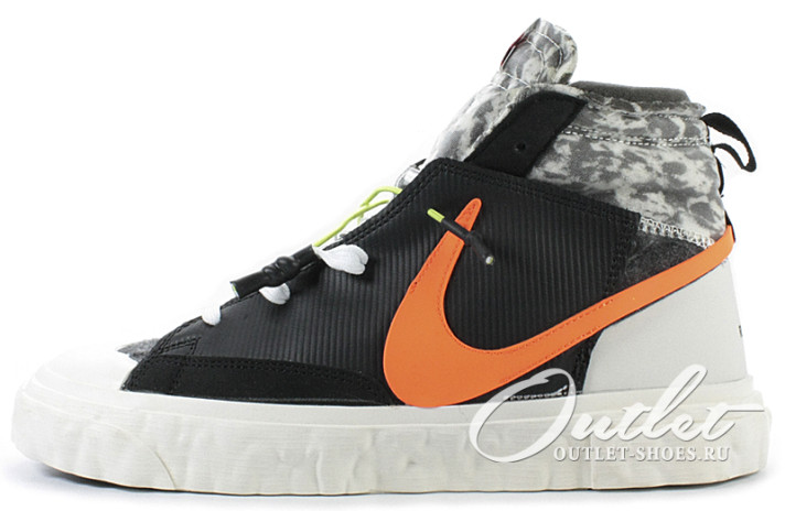 Кроссовки Nike Blazer Mid READYMADE Vast Grey Volt Total Orange CZ3589-001 белые, черные