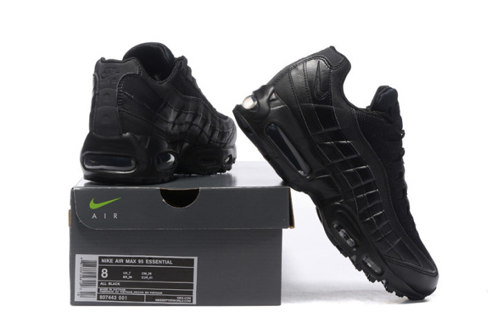 Кроссовки Nike Air Max 95 Black Full Leather Classic CI3705-001 черные, кожаные, фото 5