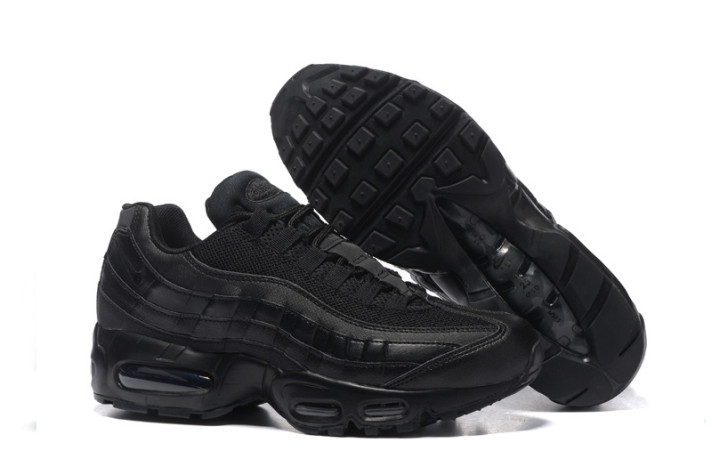 Кроссовки Nike Air Max 95 Black Full Leather Classic CI3705-001 черные, кожаные, фото 2