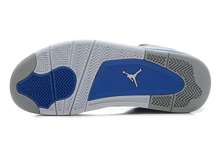Кроссовки Nike Air Jordan 4 (IV) White Blue Grey 308497-141 белые, кожаные, фото 4