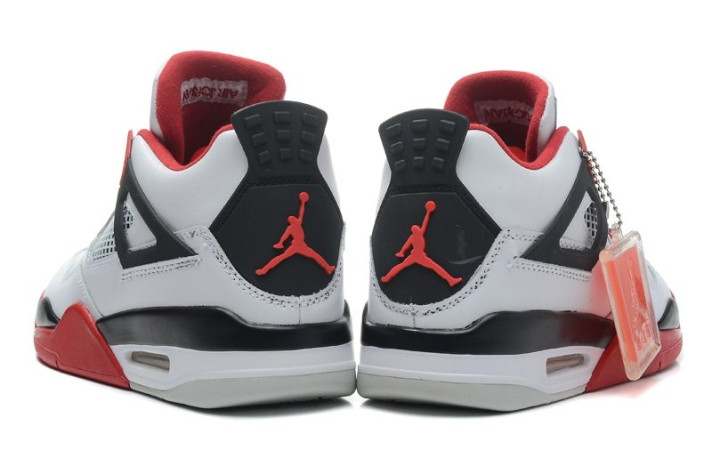 Кроссовки Nike Air Jordan 4 (IV) White Varsity Red 308497-110 белые, кожаные, фото 3