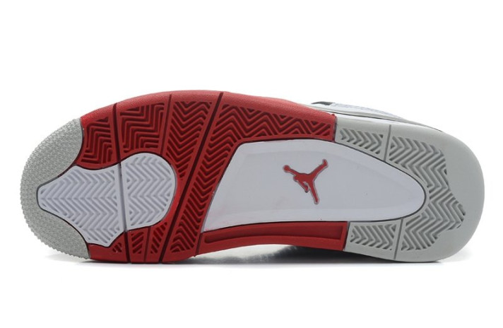 Кроссовки Nike Air Jordan 4 (IV) White Varsity Red 308497-110 белые, кожаные, фото 4