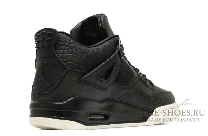 Кроссовки Nike Air Jordan 4 (IV) Black Premium Sail 819139-010 черные, кожаные, фото 2