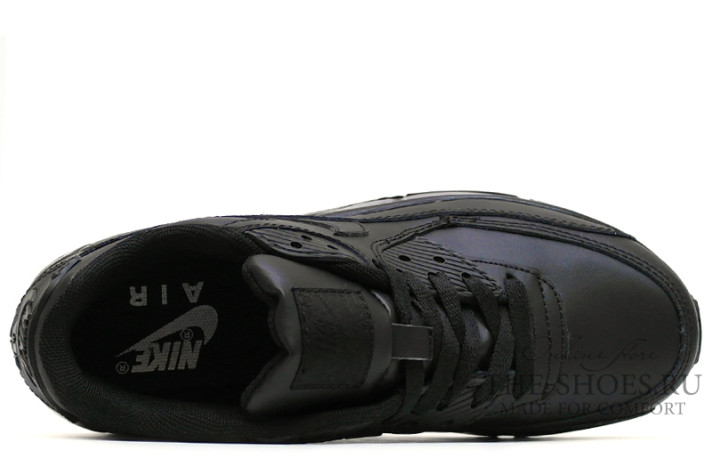 Кроссовки Nike Air Max 90 Leather Black Full CZ5594-001 черные, кожаные, фото 3