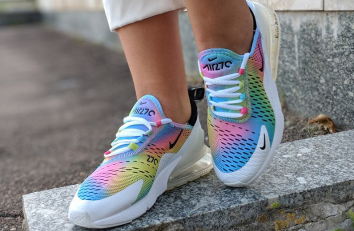 Кроссовки Nike Air Max 270 Rainbow Kylie Boon  белые, разноцветные, фото 1