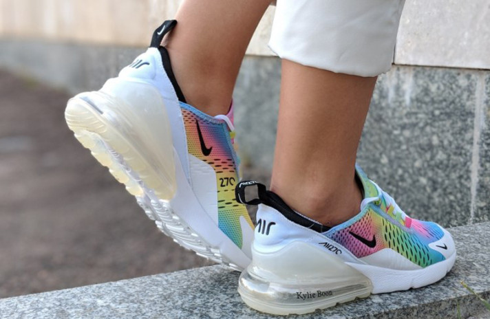 Кроссовки Nike Air Max 270 Rainbow Kylie Boon  белые, разноцветные, фото 3