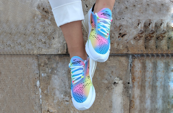 Кроссовки Nike Air Max 270 Rainbow Kylie Boon  белые, разноцветные, фото 4