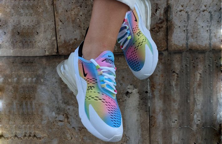 Кроссовки Nike Air Max 270 Rainbow Kylie Boon  белые, разноцветные, фото 5