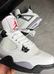 Кроссовки Nike Air Jordan 4 (IV) White Cement Grey живое фото 3