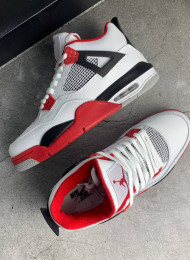Кроссовки Nike Air Jordan 4 (IV) White Varsity Red живое фото 2