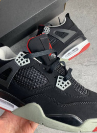 Кроссовки Nike Air Jordan 4 (IV) Black Cement Grey Red живое фото 4