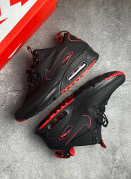 Кроссовки Nike Air Max 90 Mid Black Red живое фото 1