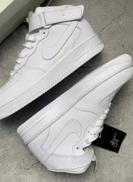 Кроссовки Nike Air Force 1 Mid Pure White Leather живое фото 1