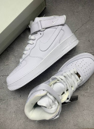 Кроссовки Nike Air Force 1 Mid Pure White Leather живое фото 2