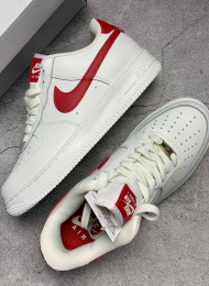 Кроссовки Nike Air Force 1 Low White Red живое фото 2