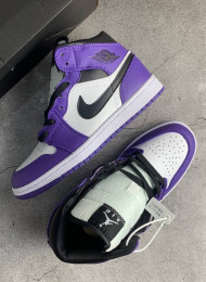 Кроссовки Nike Air Jordan 1 High White Court Purple живое фото 3