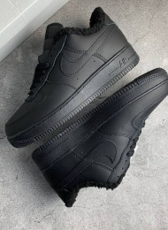 Кроссовки Nike Air Force 1 Low Winter Black Leather живое фото 1