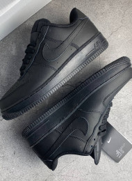 Кроссовки Nike Air Force 1 Low Total Black Leather живое фото 1