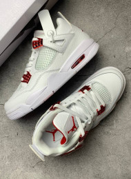 Кроссовки Nike Air Jordan 4 (IV) White Metallic Red живое фото 2