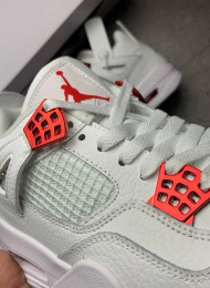 Кроссовки Nike Air Jordan 4 (IV) White Metallic Red живое фото 3