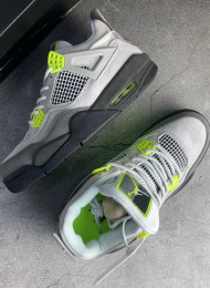 Кроссовки Nike Air Jordan 4 (IV) Retro Grey Neon живое фото 2