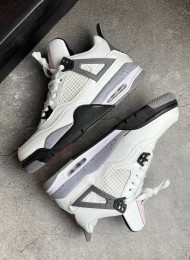 Кроссовки Nike Air Jordan 4 (IV) White Cement Grey живое фото 1